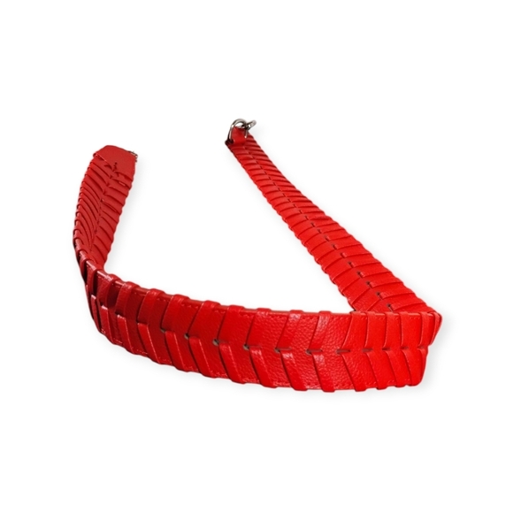 Red Braided Strap Crossbody Bag Chrome Hardware - Picture 11 of 16